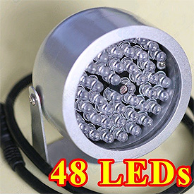 Iluminador Infrarrojo *Spot* con 48 LEDs IR para la Visión Nocturna (30° de cobertura, hasta 20m)