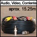 Cable de Extensión de 15.25m para Video, Corriente y Audio (o PTZ)