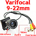 Mini Camara CCTV con CCD Sony, Lente Varifocal de 9-22mm y Micrófono Incorporado