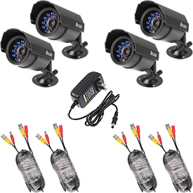 Four Budget Indoor CCTV Camera with 10m Cables (6mm lens)