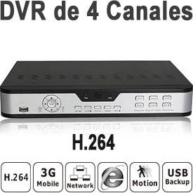 DVR Pro de 4-Canales, 120fps, VGA, 4x Audio, PTZ, Acceso por LAN, Internet y 3G